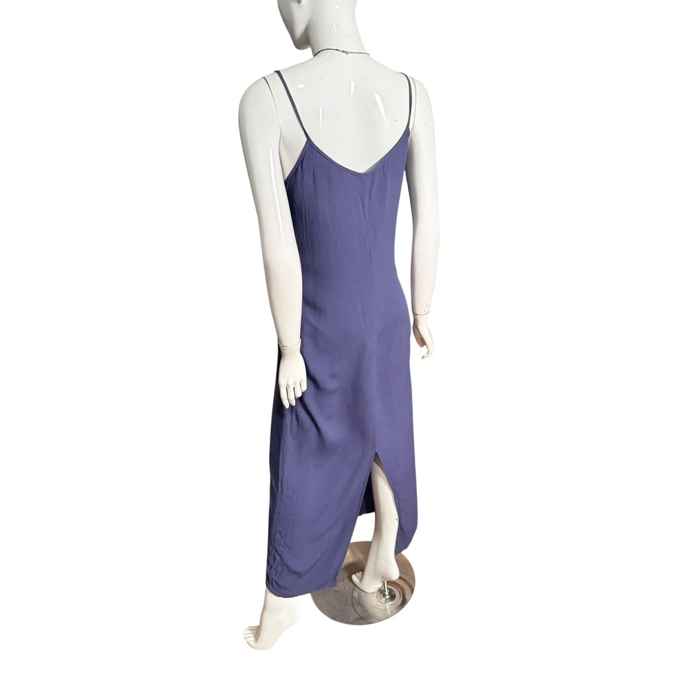 Beth Schaeffer Y2K Purple Crinkle Slip Maxi Dress Spaghetti Strap Back Slit M - Picture 4 of 6